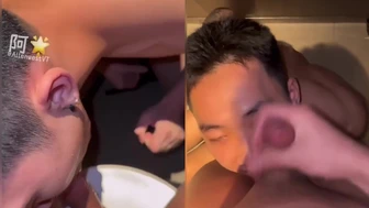 Ah Xing - Facial cumshot by dick in public restroom in shopping mall