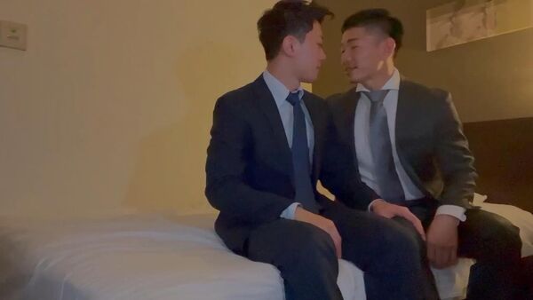 Japanese office gay fuck in hotel