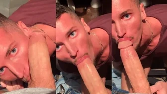 Sucking cock in the club bathroom