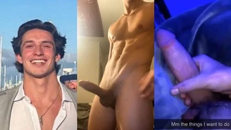 Jerk compilation of a hung, fit college student