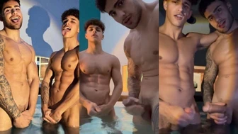 Sepanta and Fitnarad jerk off and cum together in the