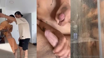 Twinscastrofree jerk together and shower after