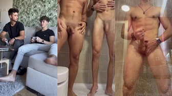 Yarik1 and JakeNudes jerk together in the shower