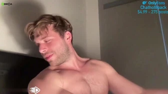 Chathot8pack jerks off and plays with his cock for almost