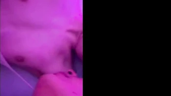 White stockings fucked each other on the bed in the apartment, blowjob with lace suspender belt and hard fucking from behind
