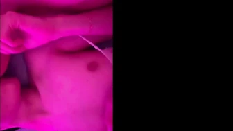White stockings fucked each other on the bed in the apartment, blowjob with lace suspender belt and hard fucking from behind