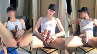 Thai guy plays with dildo in pinkish-red anus