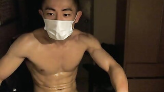 [CHINESE] LIVE BROADCAST – 6-PACKS FIT ASIAN JERKING PART 3 筋肉男自画撮りSEX