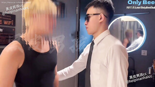 [Black leather boy cc] Exclusive muscular black leather suit man