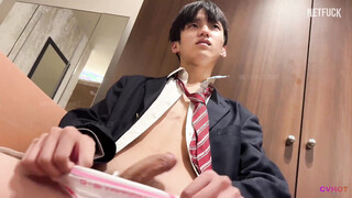 Handsome Japanese Straight Student Films Jerking Off