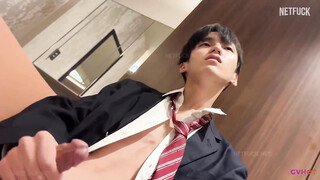 Handsome Japanese Straight Student Films Jerking Off